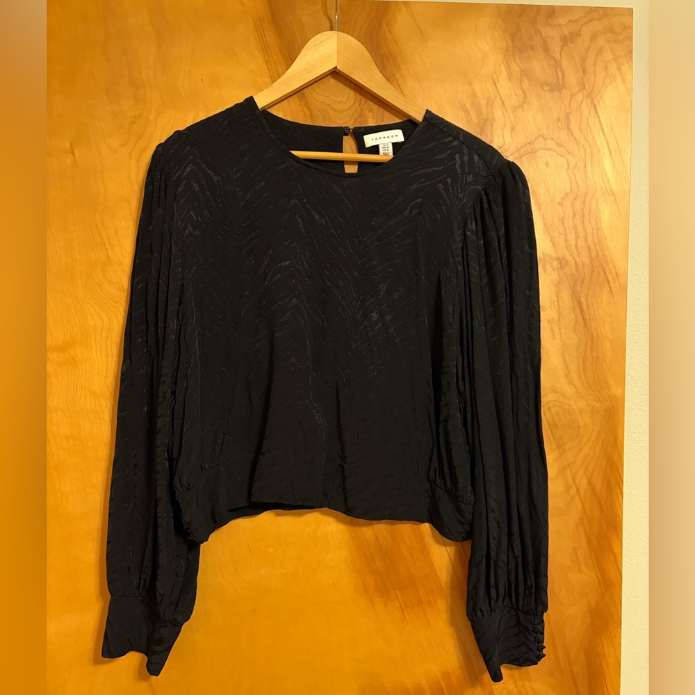 Topshop Black Textured Blouse